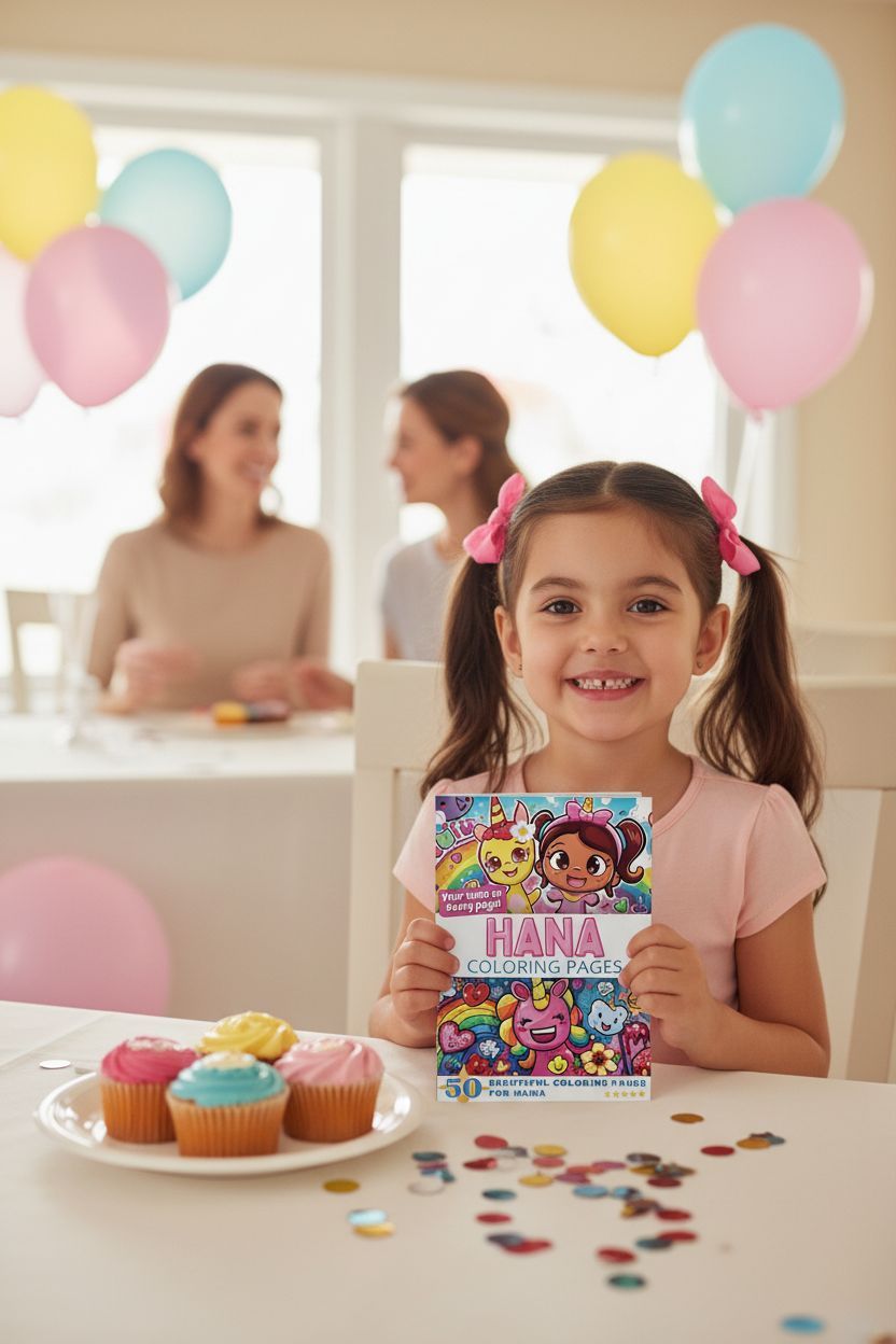 Hana coloring book in use