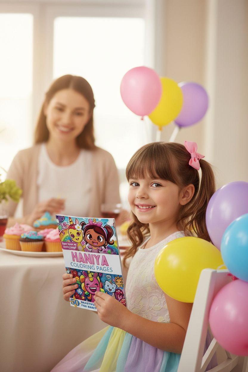 Haniya coloring book in use