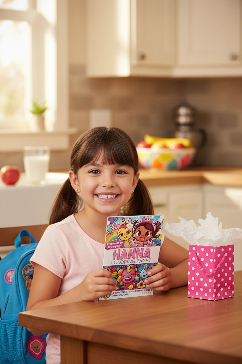 Hanna coloring book in use