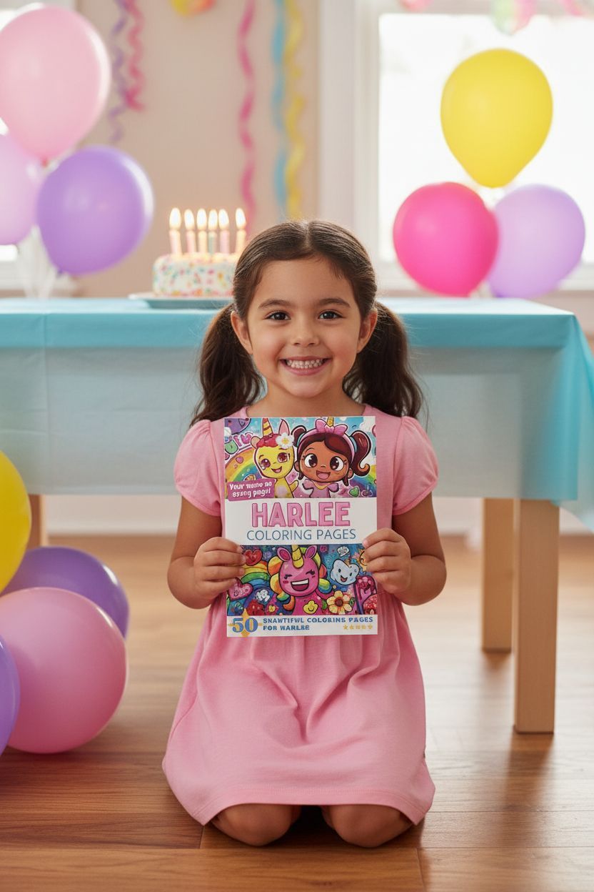 Harlee coloring book in use