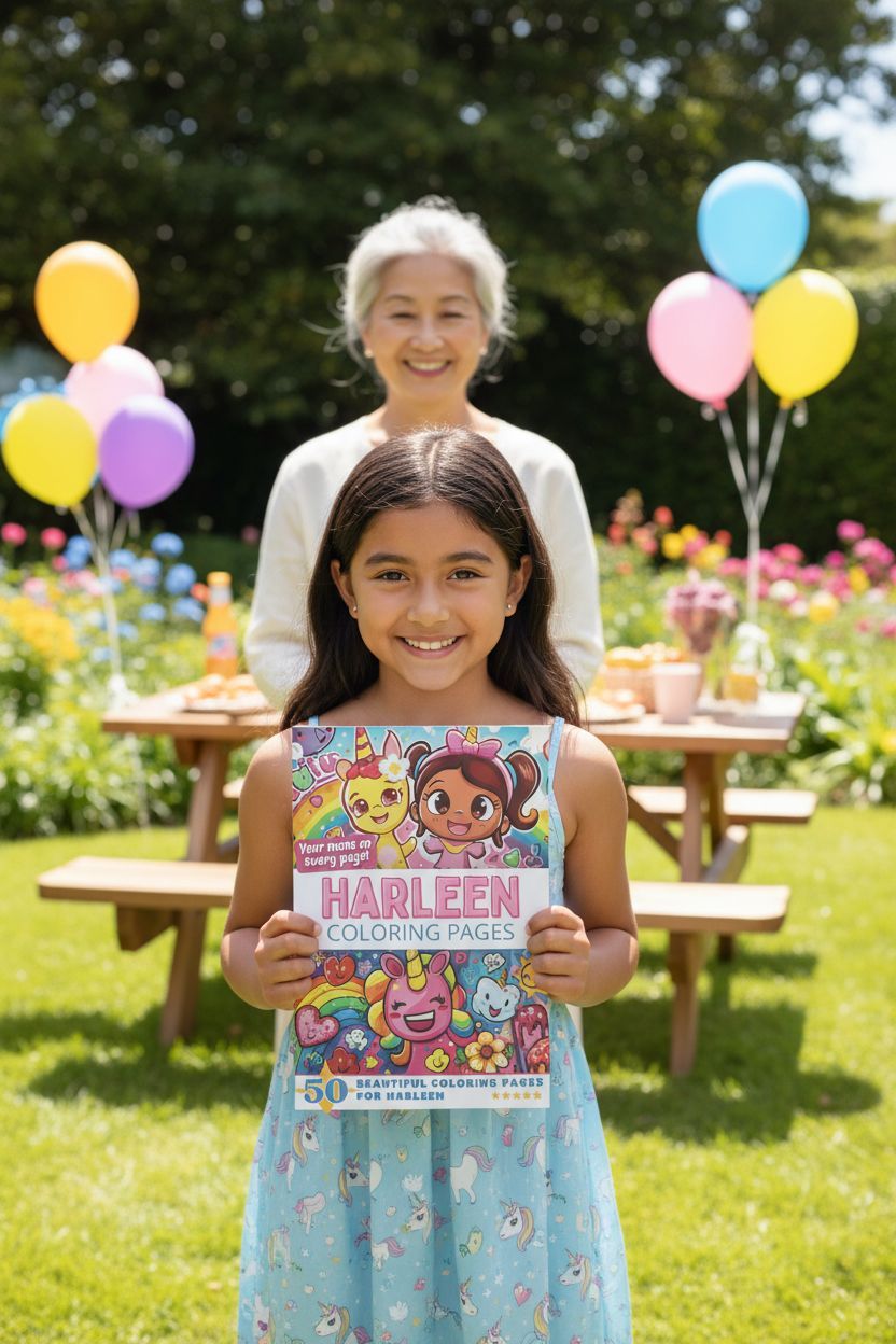 Harleen coloring book in use