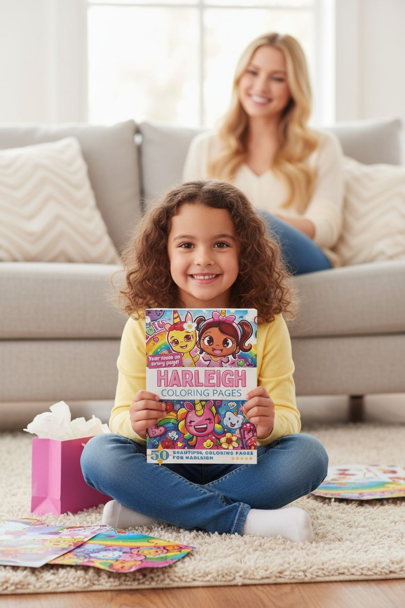 Harleigh coloring book in use