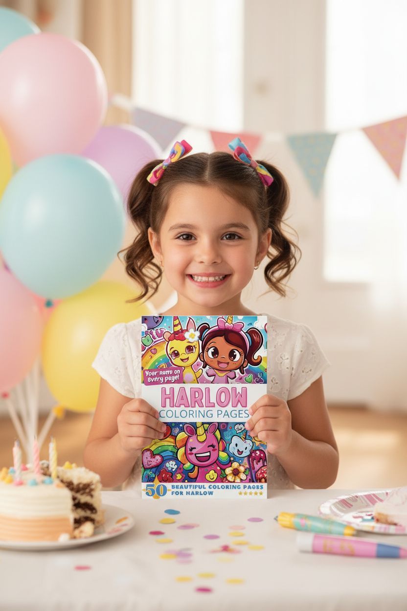 Harlow coloring book in use