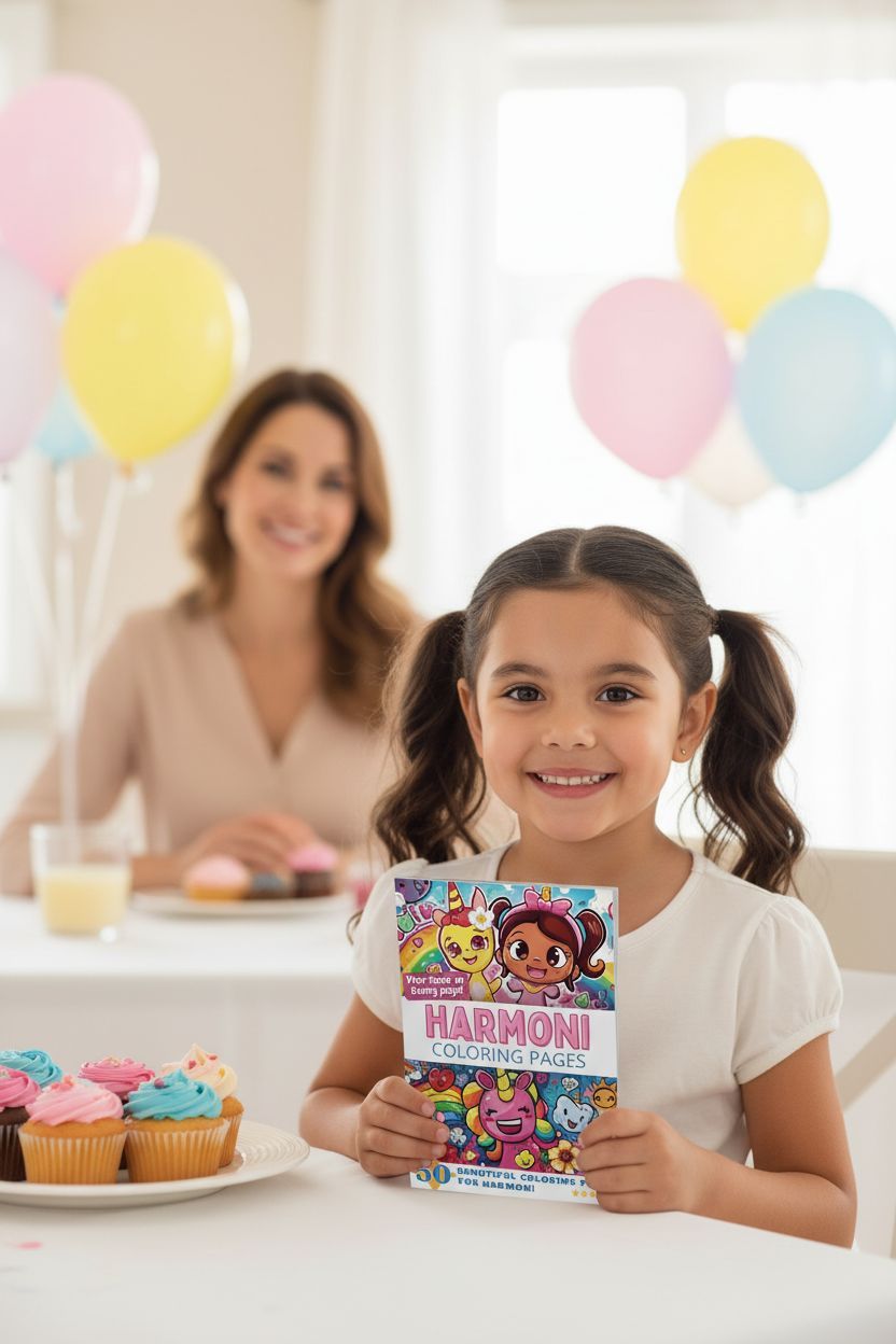 Harmoni coloring book in use