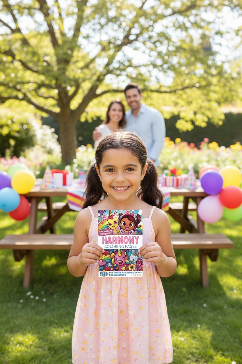 Harmony coloring book in use