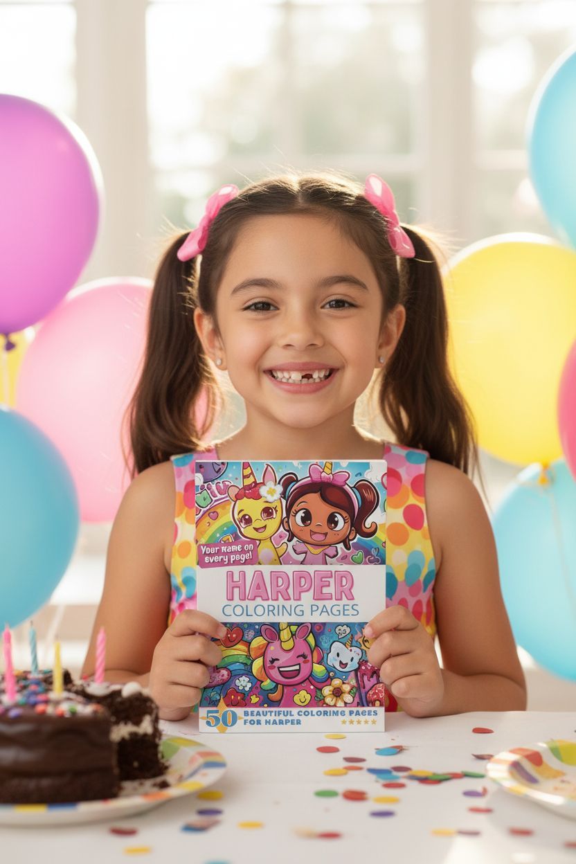 Harper coloring book in use