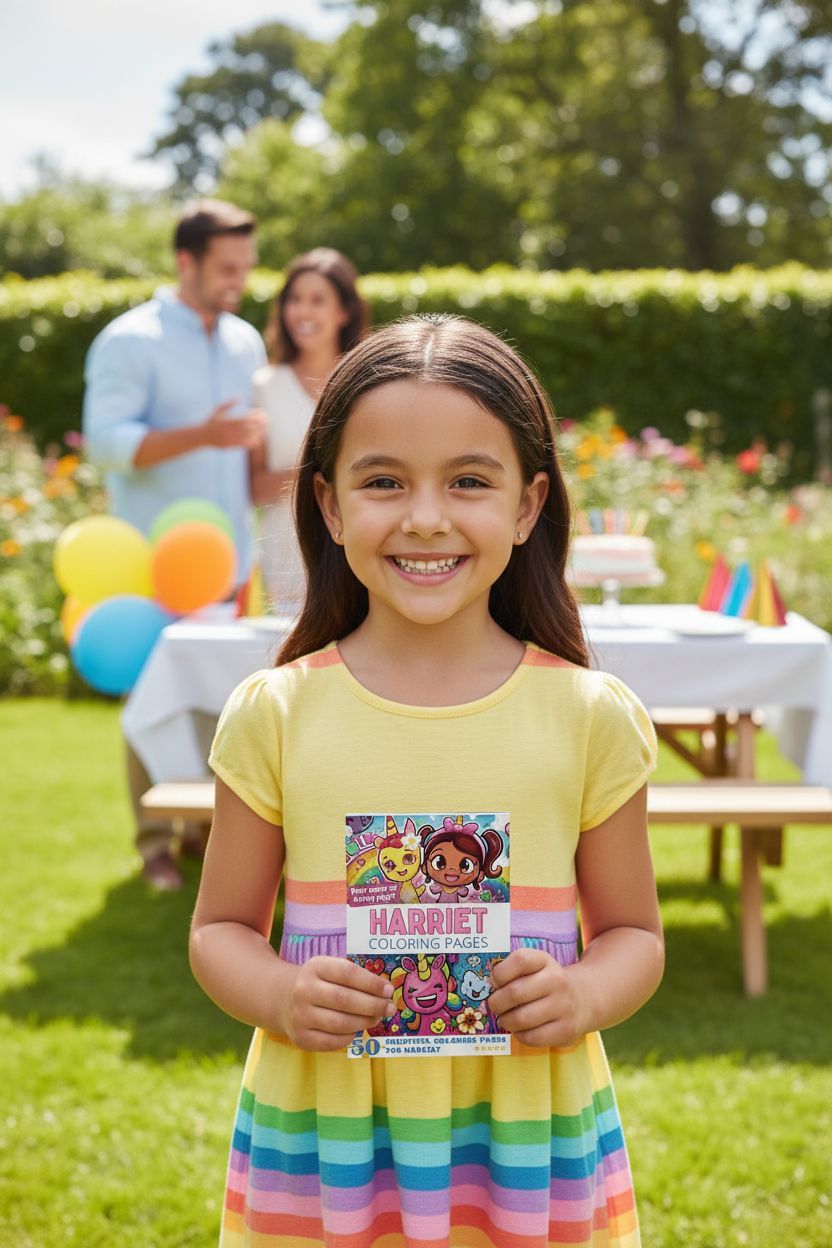 Harriet coloring book in use