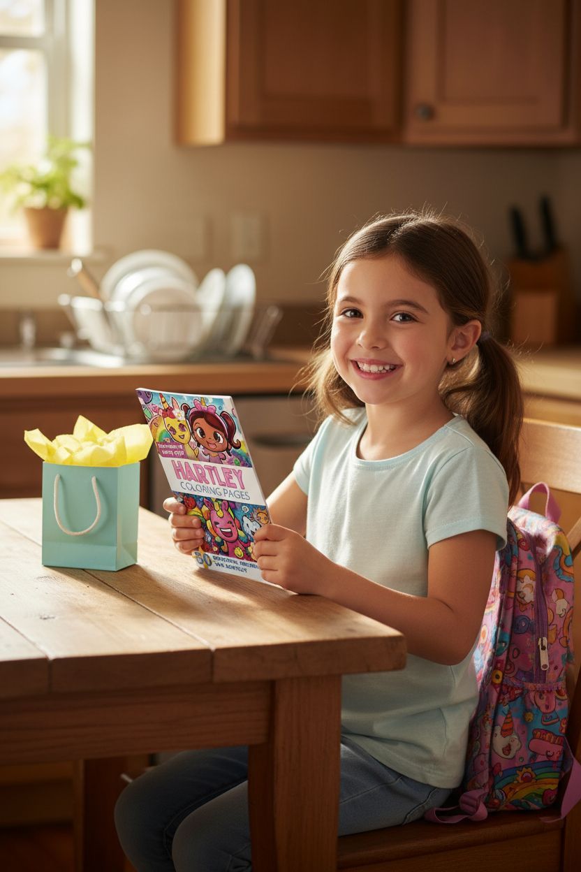 Hartley coloring book in use