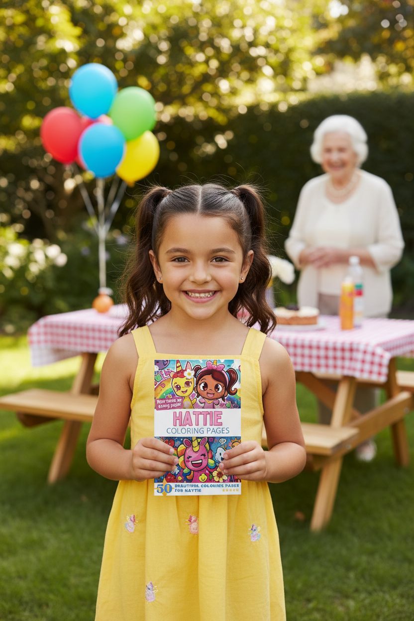 Hattie coloring book in use