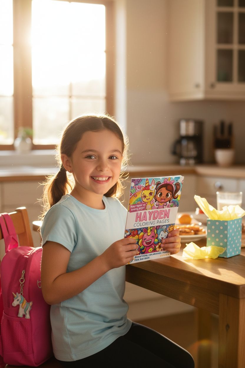 Hayden coloring book in use