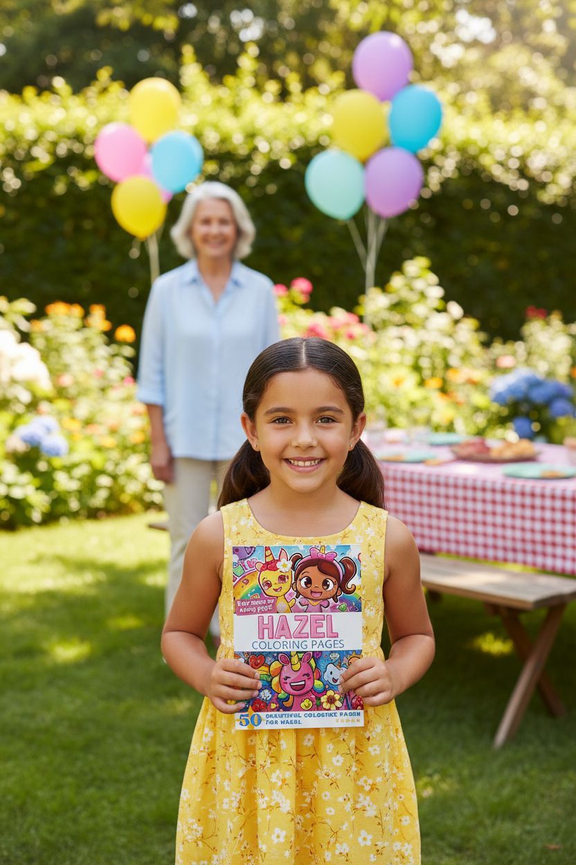 Hazel coloring book in use