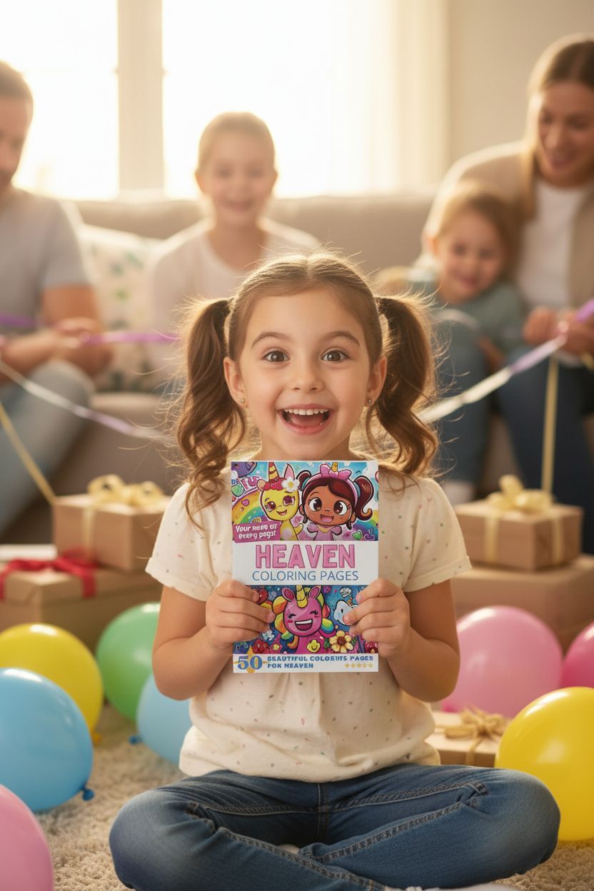 Heaven coloring book in use