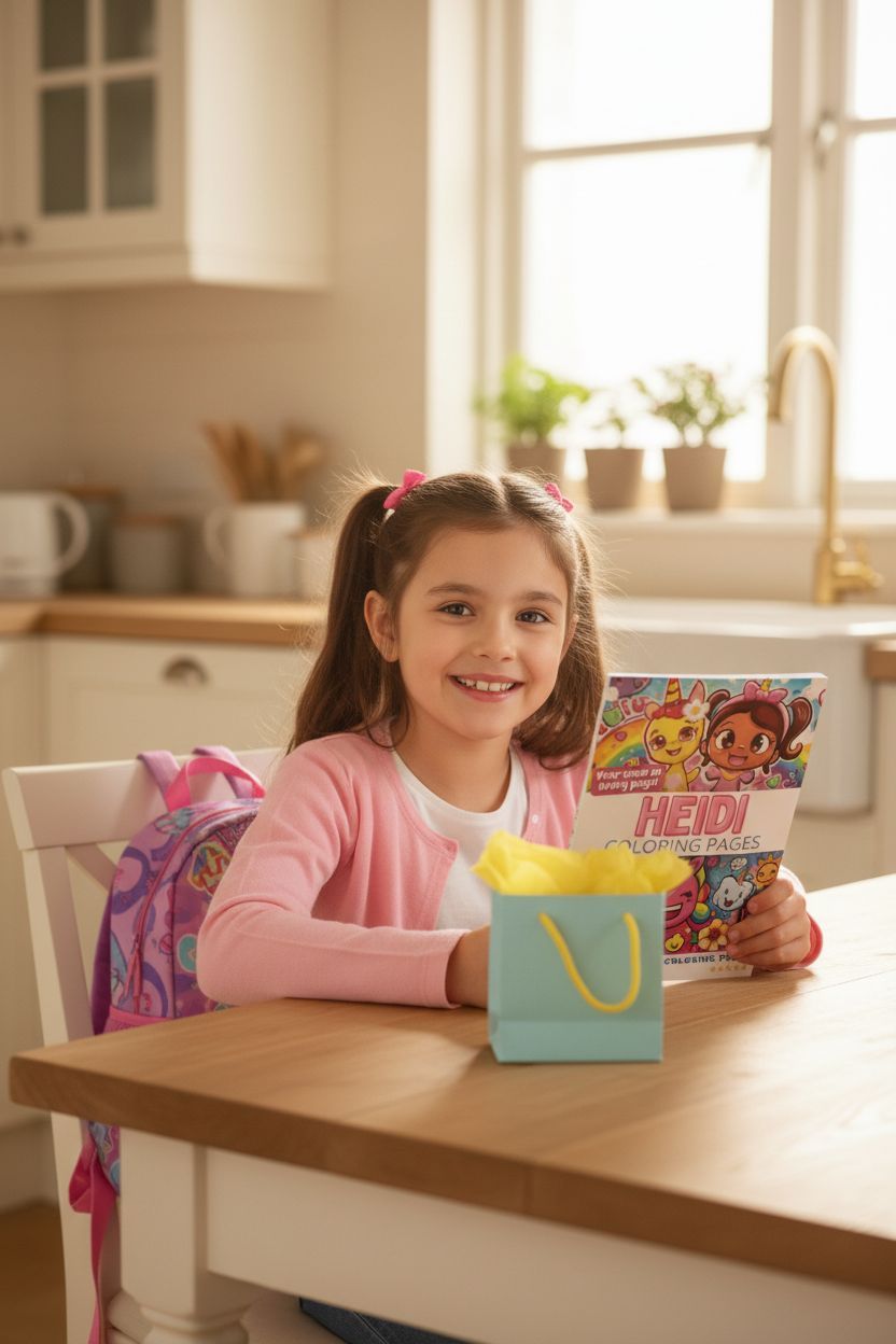 Heidi coloring book in use