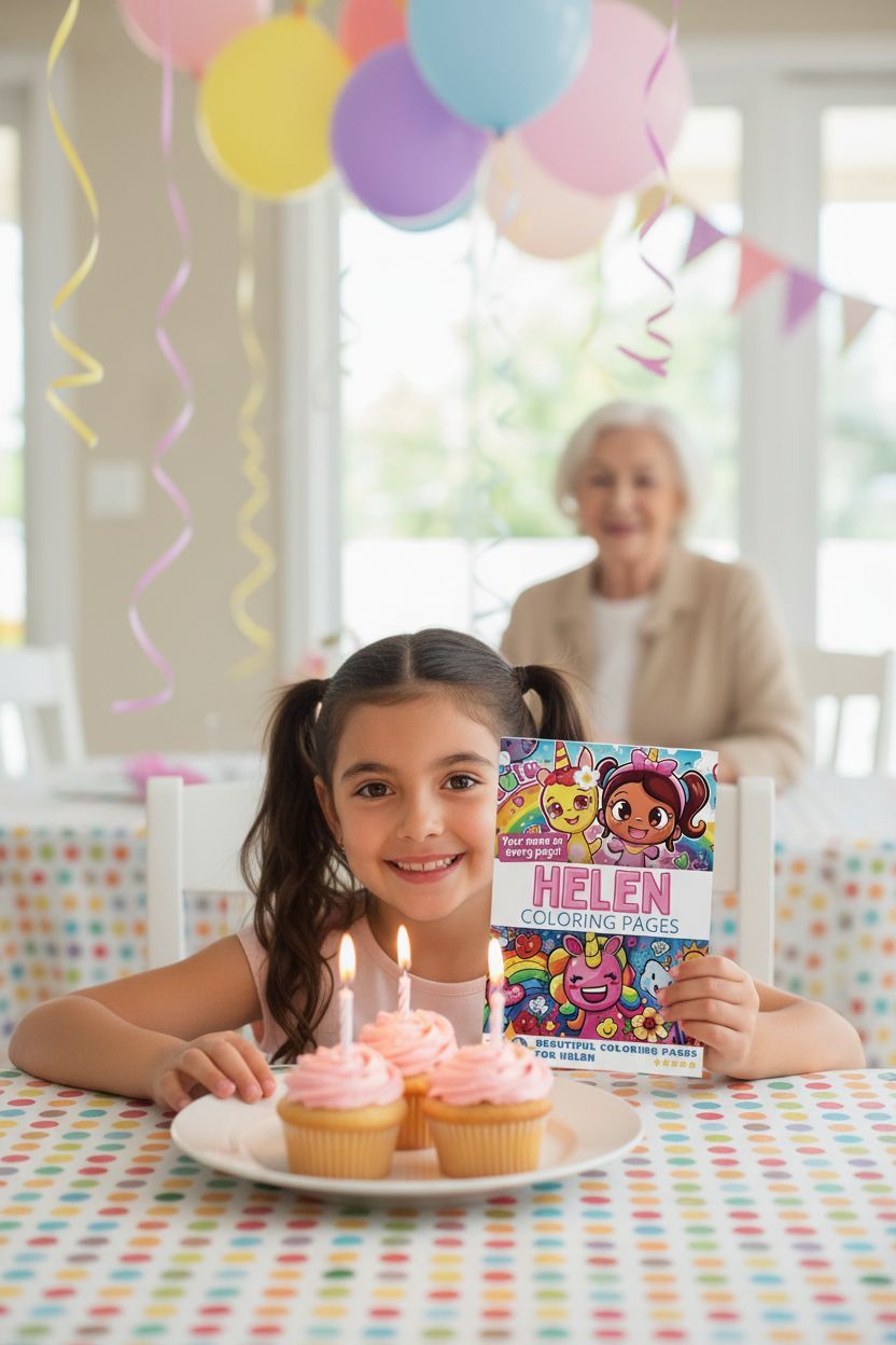 Helen coloring book in use