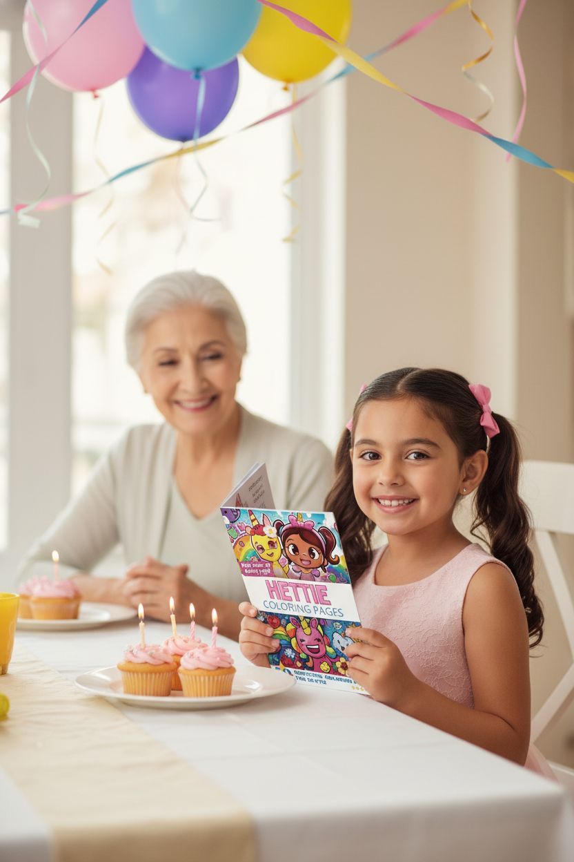 Hettie coloring book in use