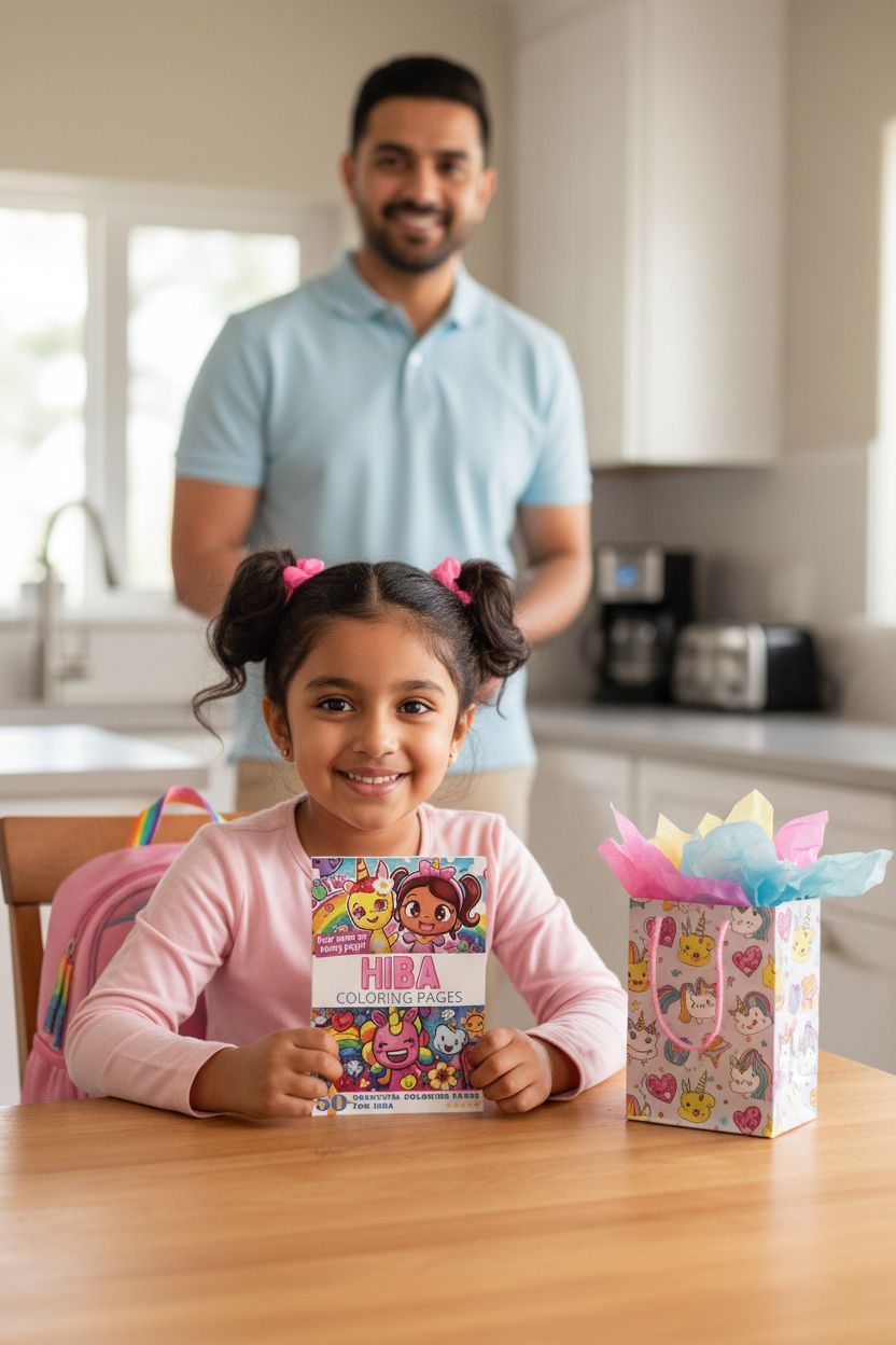 Hiba coloring book in use