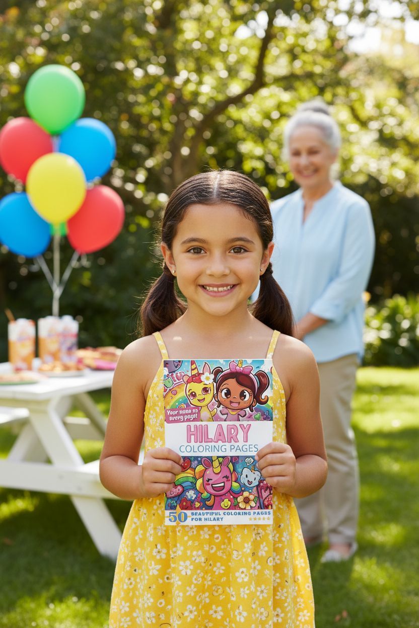 Hilary coloring book in use