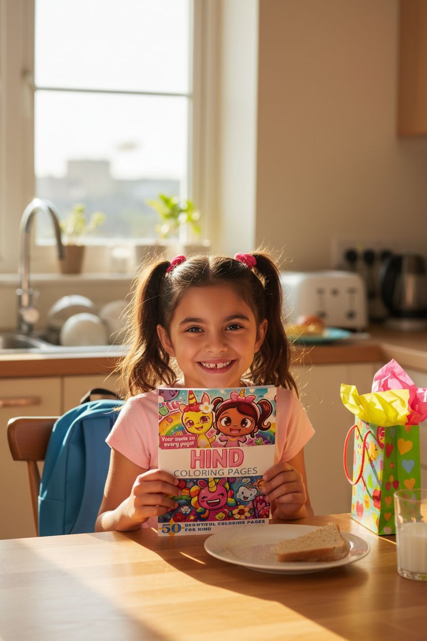 Hind coloring book in use