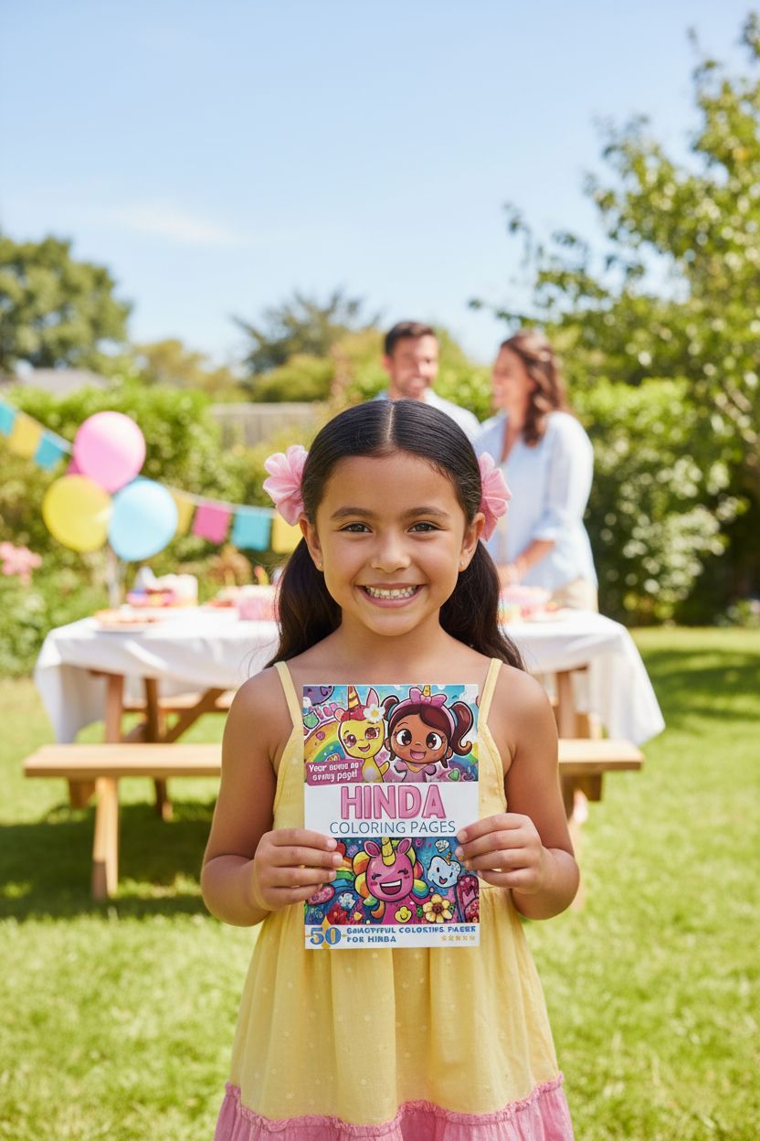 Hinda coloring book in use