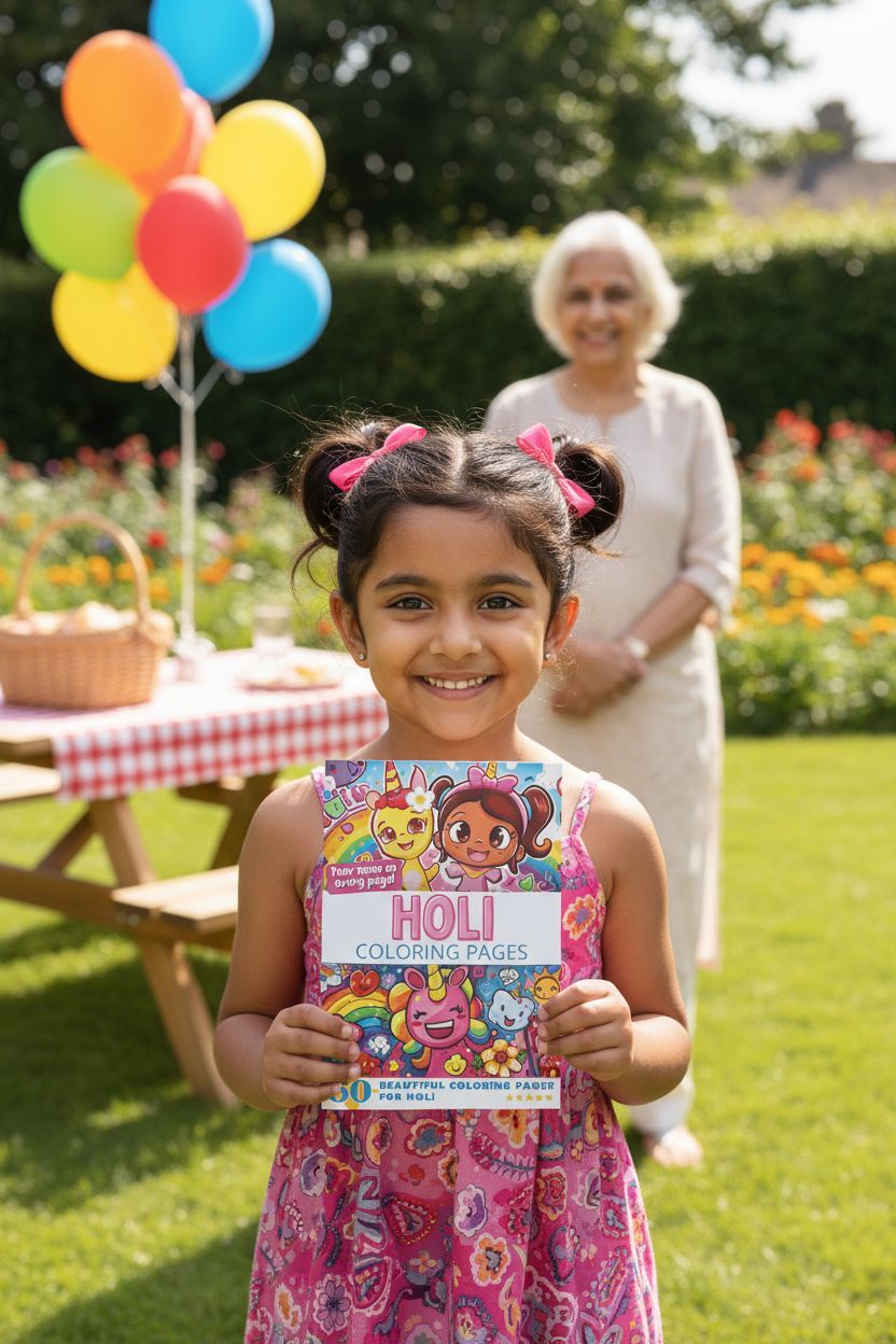 Holi coloring book in use