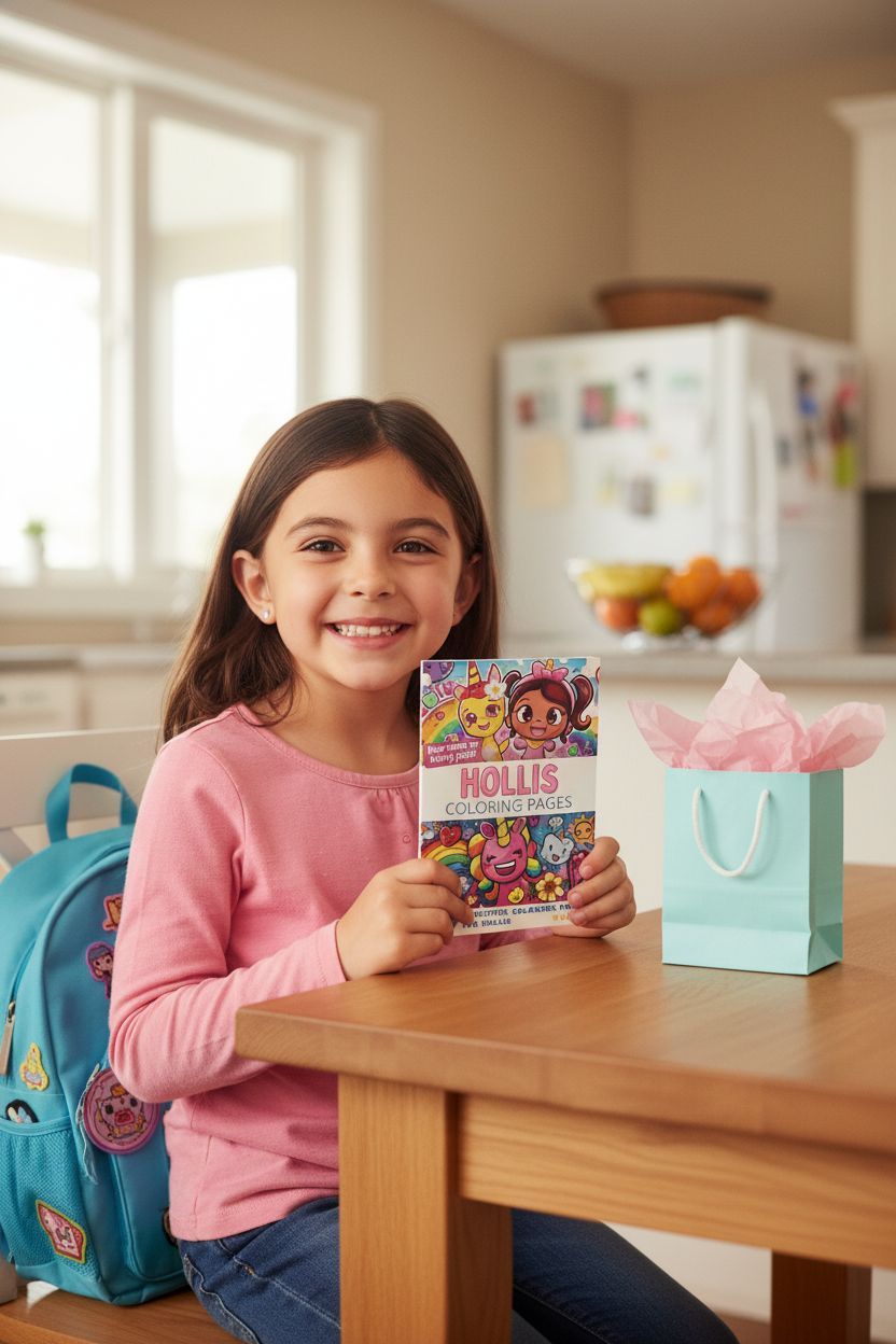 Hollis coloring book in use