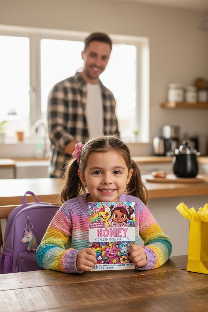 Honey coloring book in use