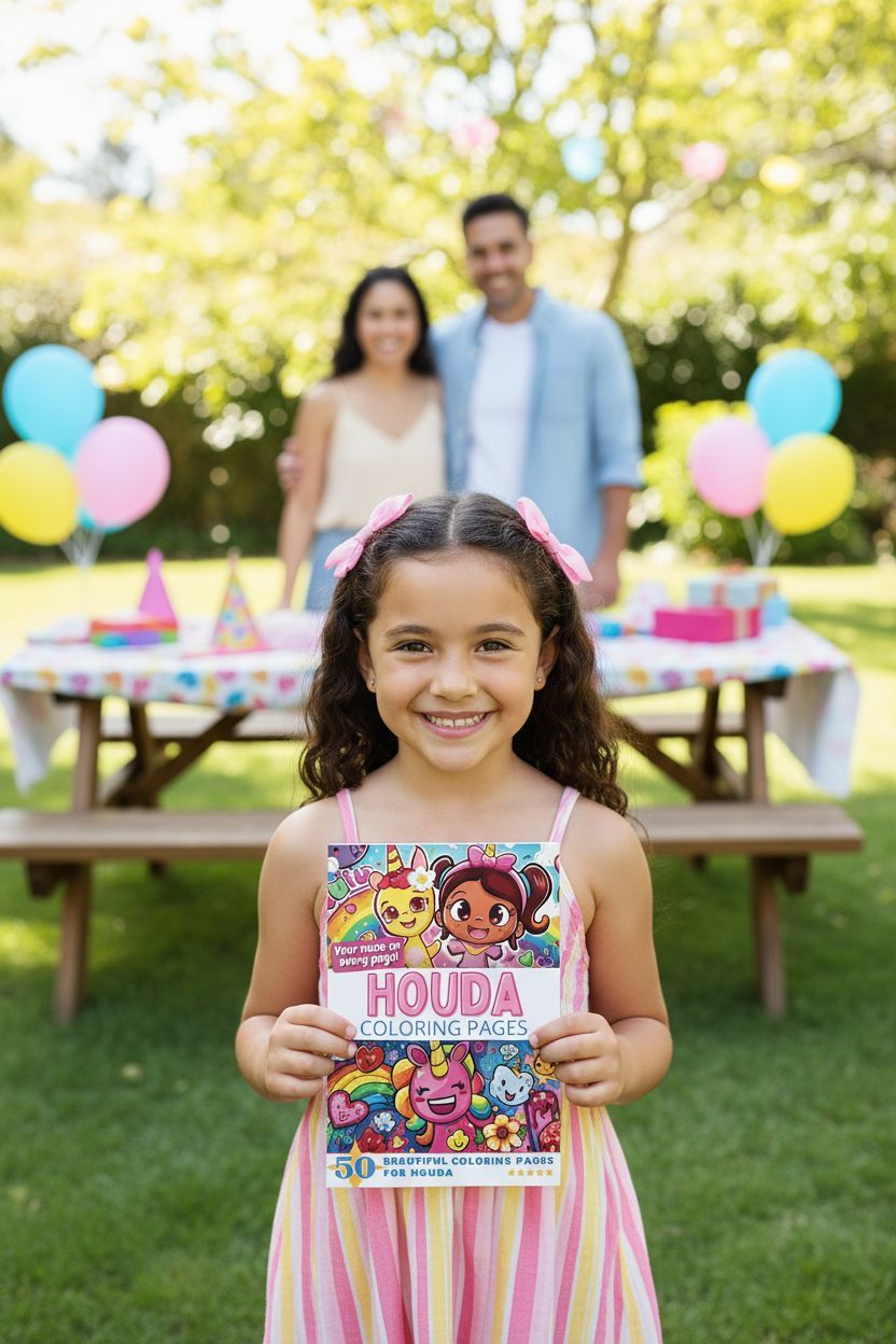 Houda coloring book in use