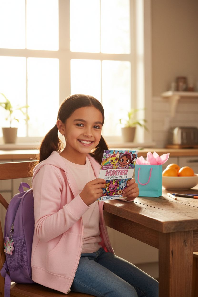 Hunter coloring book in use