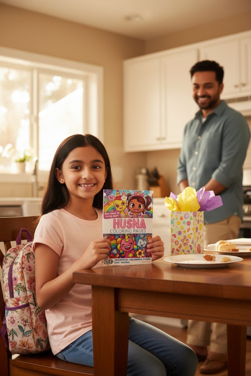 Husna coloring book in use