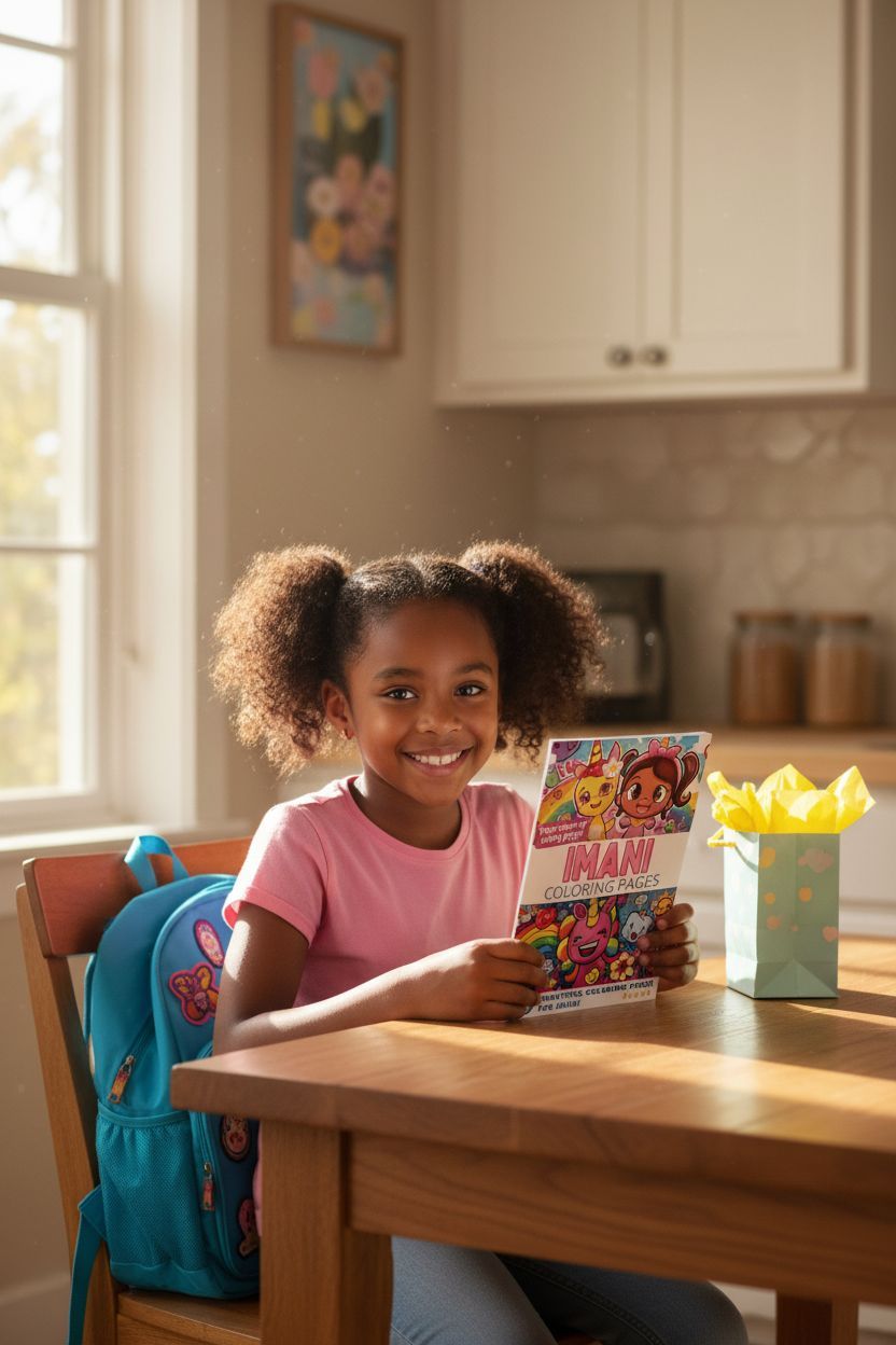 Imani coloring book in use