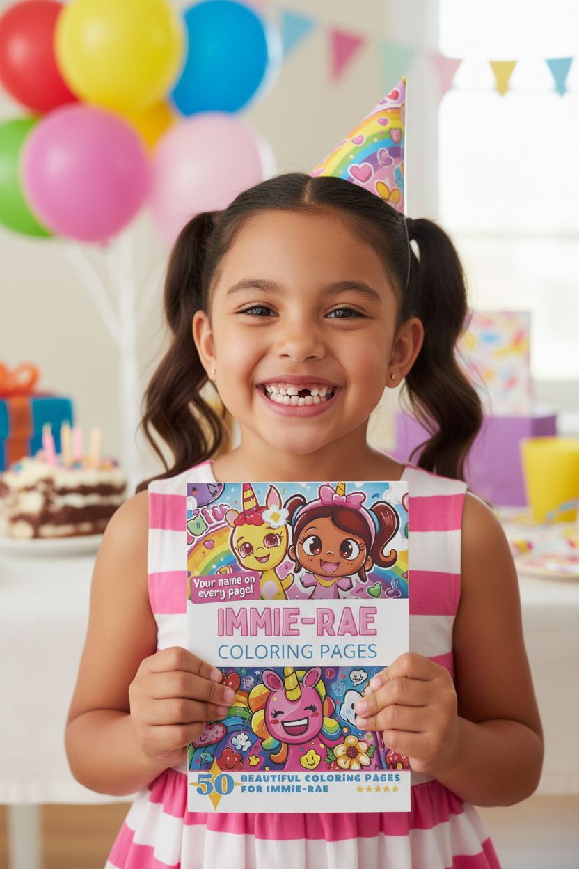 Immie-Rae coloring book in use
