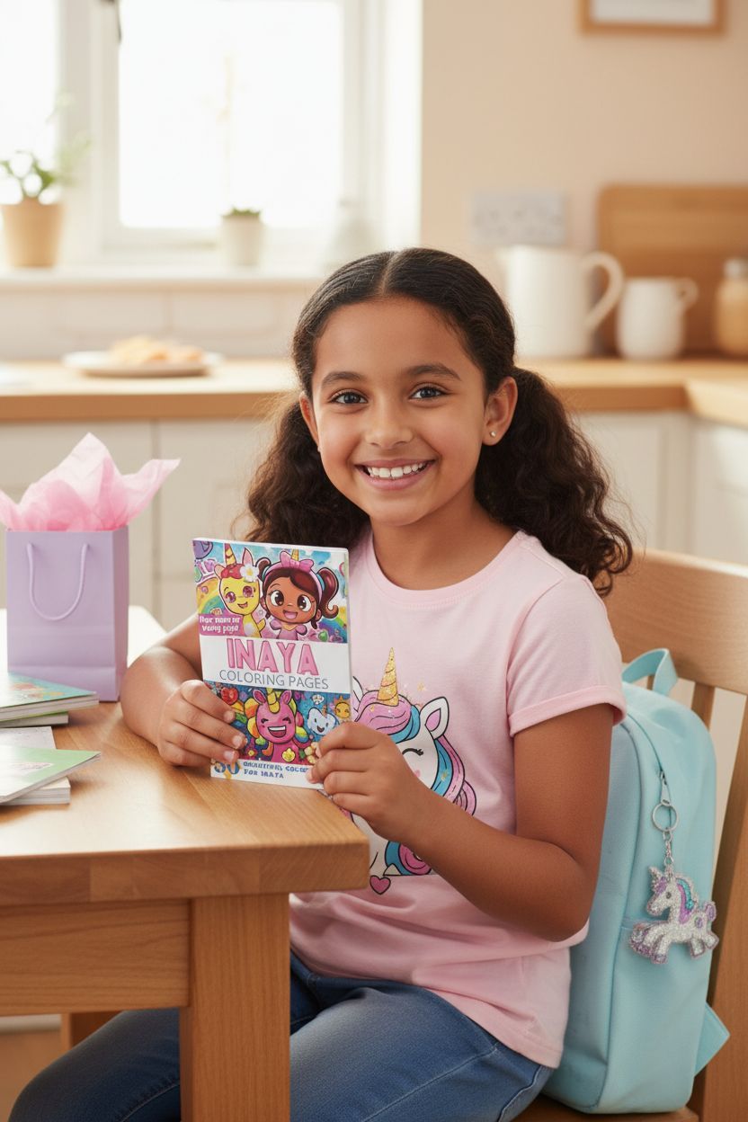 Inaya coloring book in use