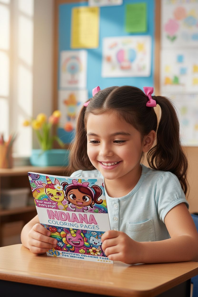 Indiana coloring book in use
