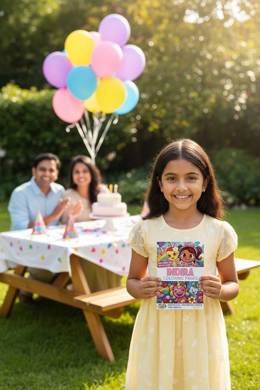 Indira coloring book in use