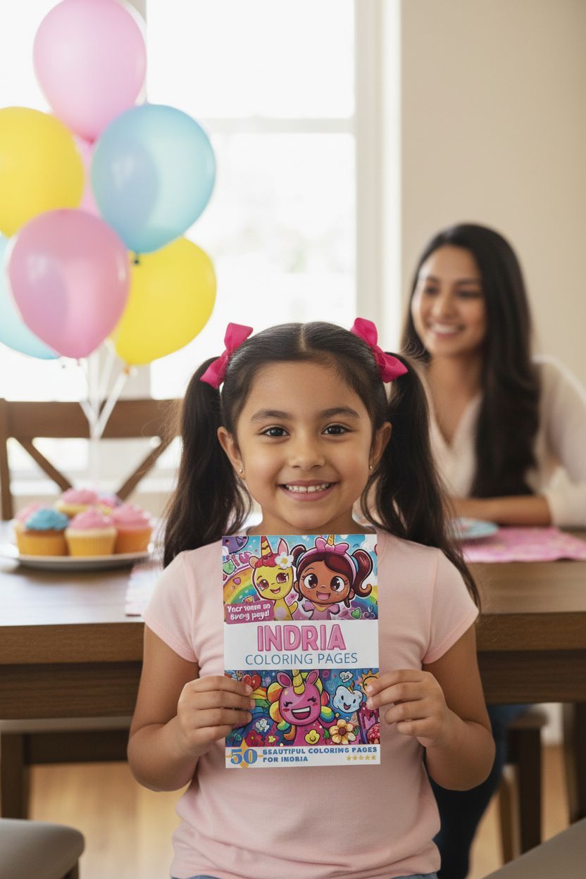 Indria coloring book in use