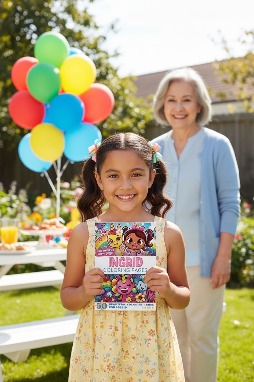 Ingrid coloring book in use