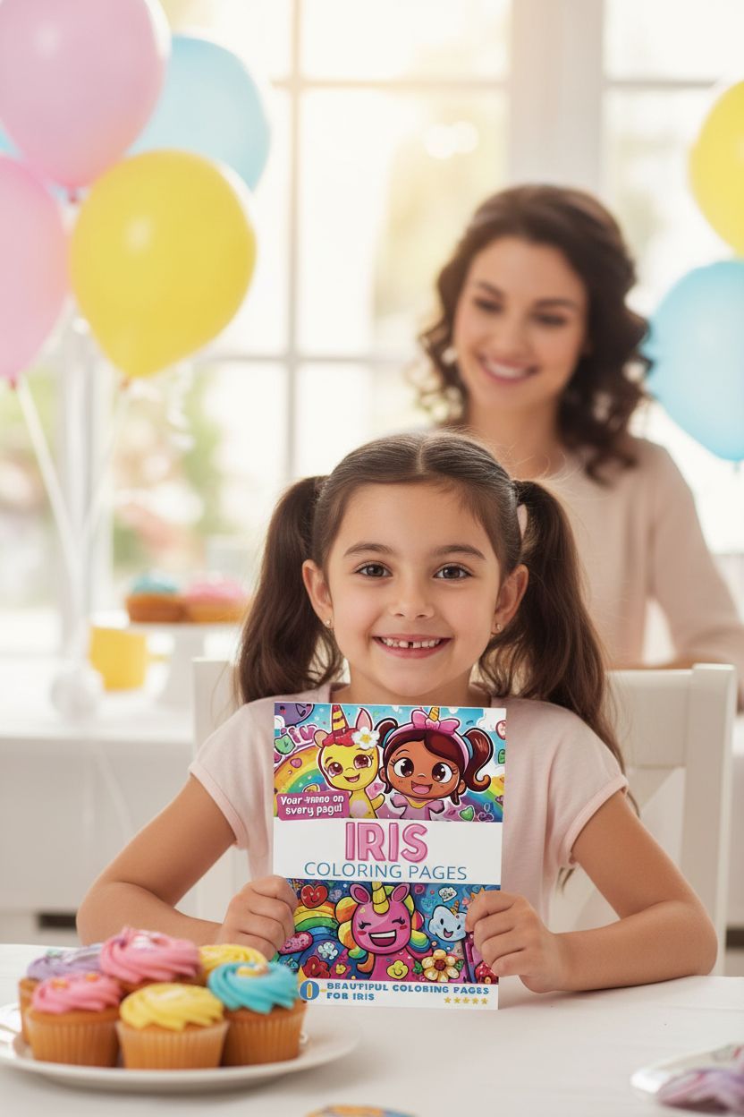 Iris coloring book in use