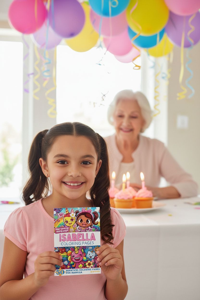 Isabella coloring book in use