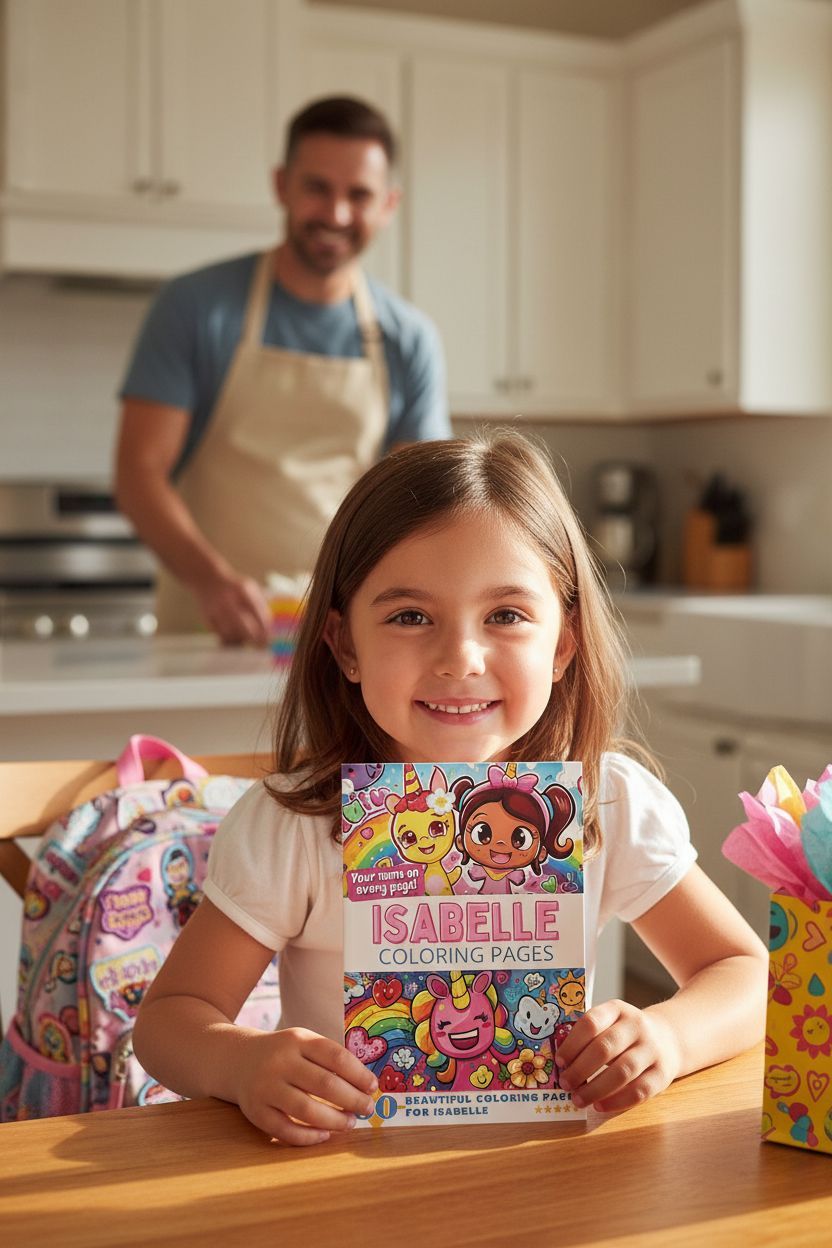 Isabelle coloring book in use