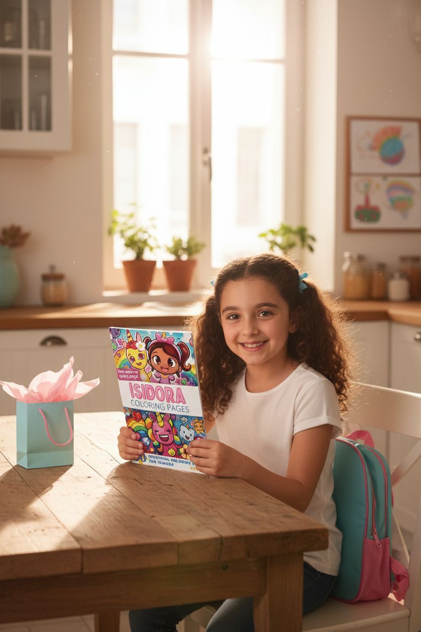 Isidora coloring book in use