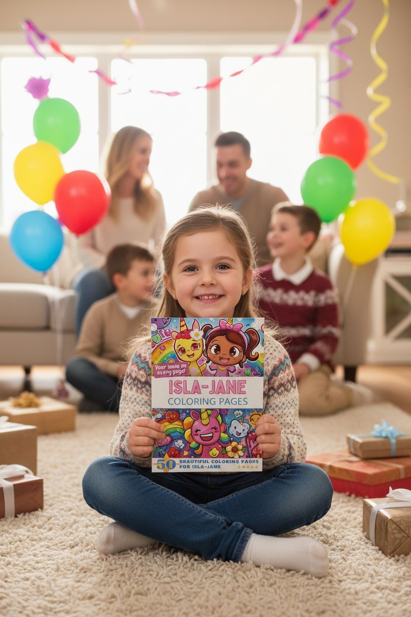 Isla-Jane coloring book in use