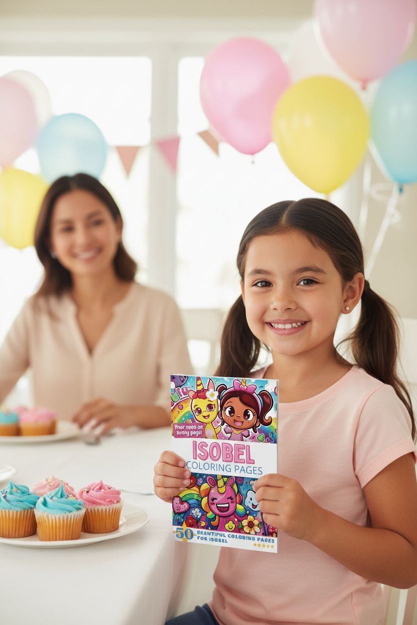 Isobel coloring book in use