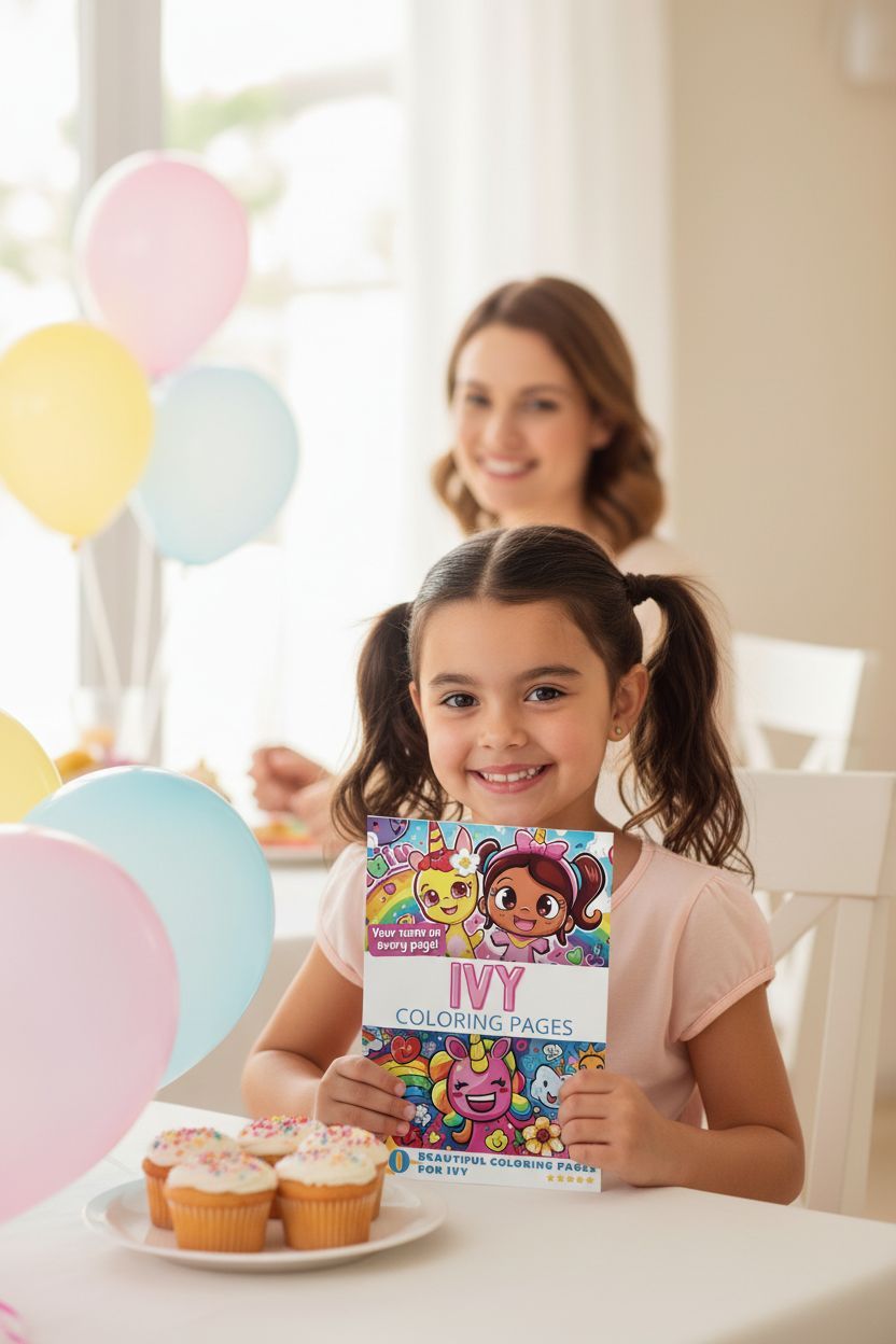 Ivy coloring book in use