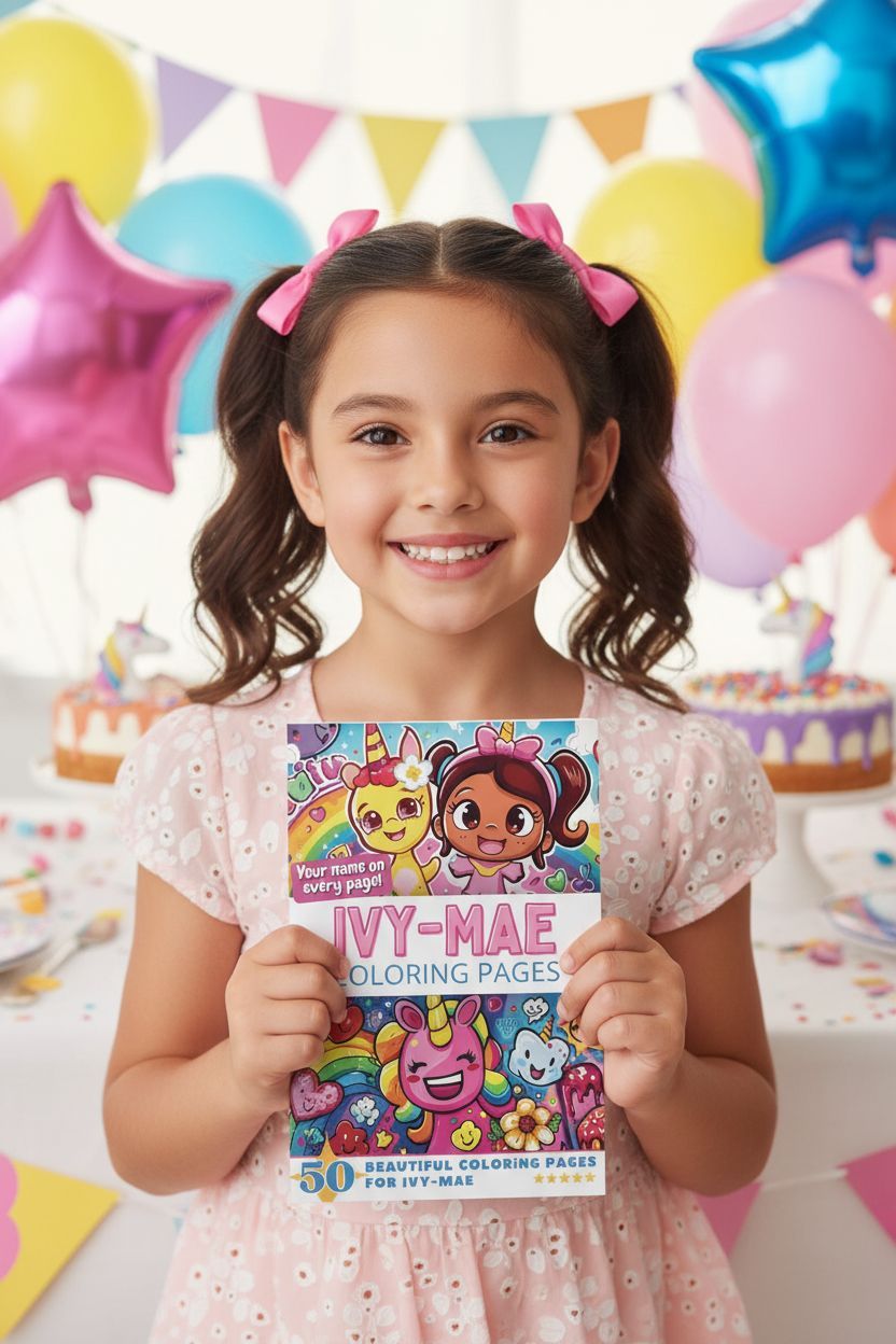 Ivy-Mae coloring book in use
