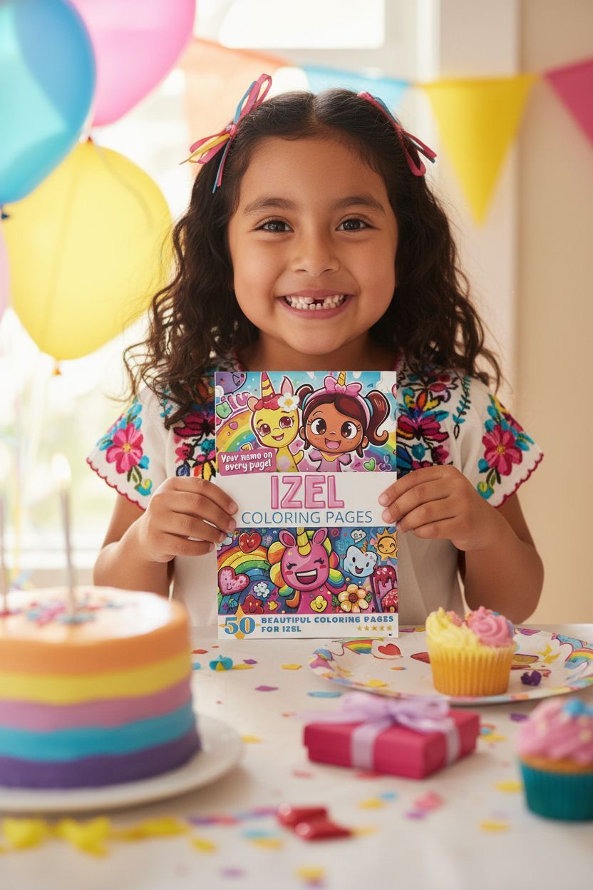 Izel coloring book in use