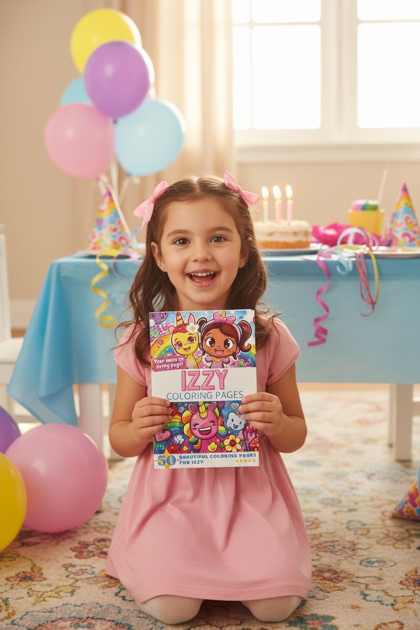 Izzy coloring book in use