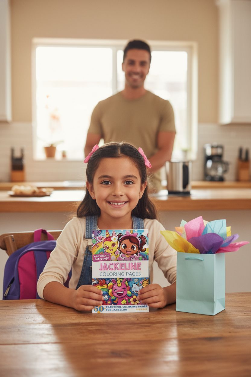 Jackeline coloring book in use