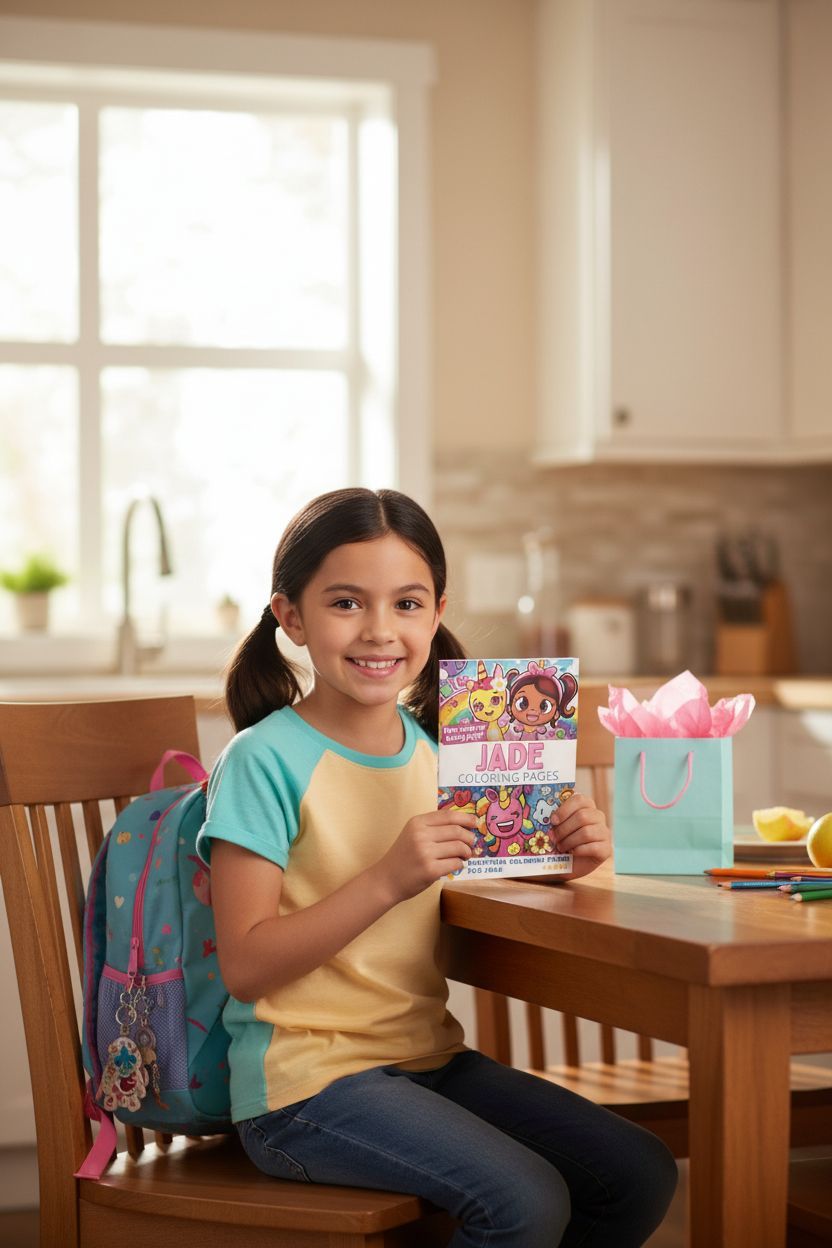 Jade coloring book in use