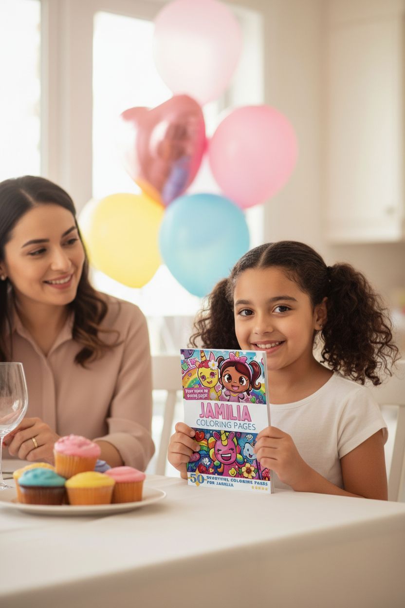 Jamilia coloring book in use