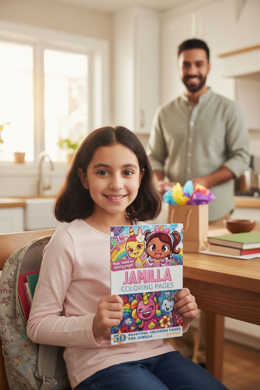 Jamilla coloring book in use